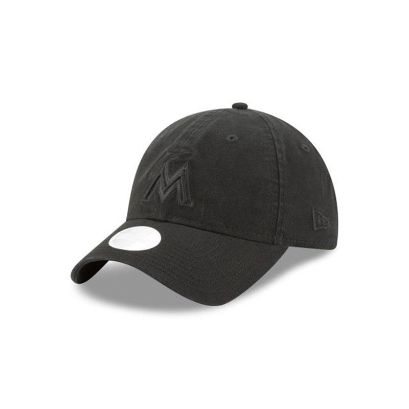 MLB Miami Marlins Womens Core Classic 9Twenty Adjustable (HAH0146) - Black New Era Caps